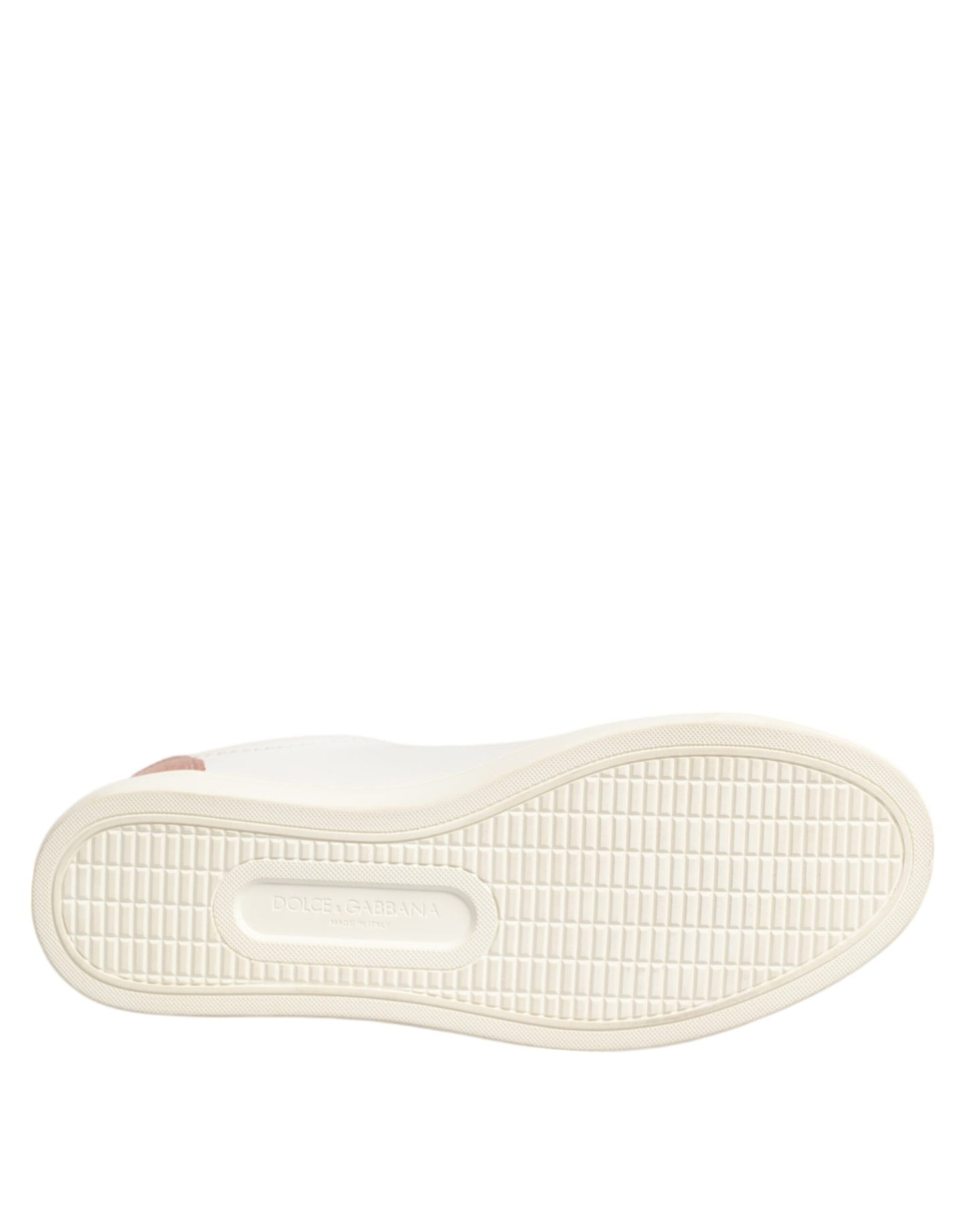 Dolce & Gabbana White Pink Leather Low Top Sneakers