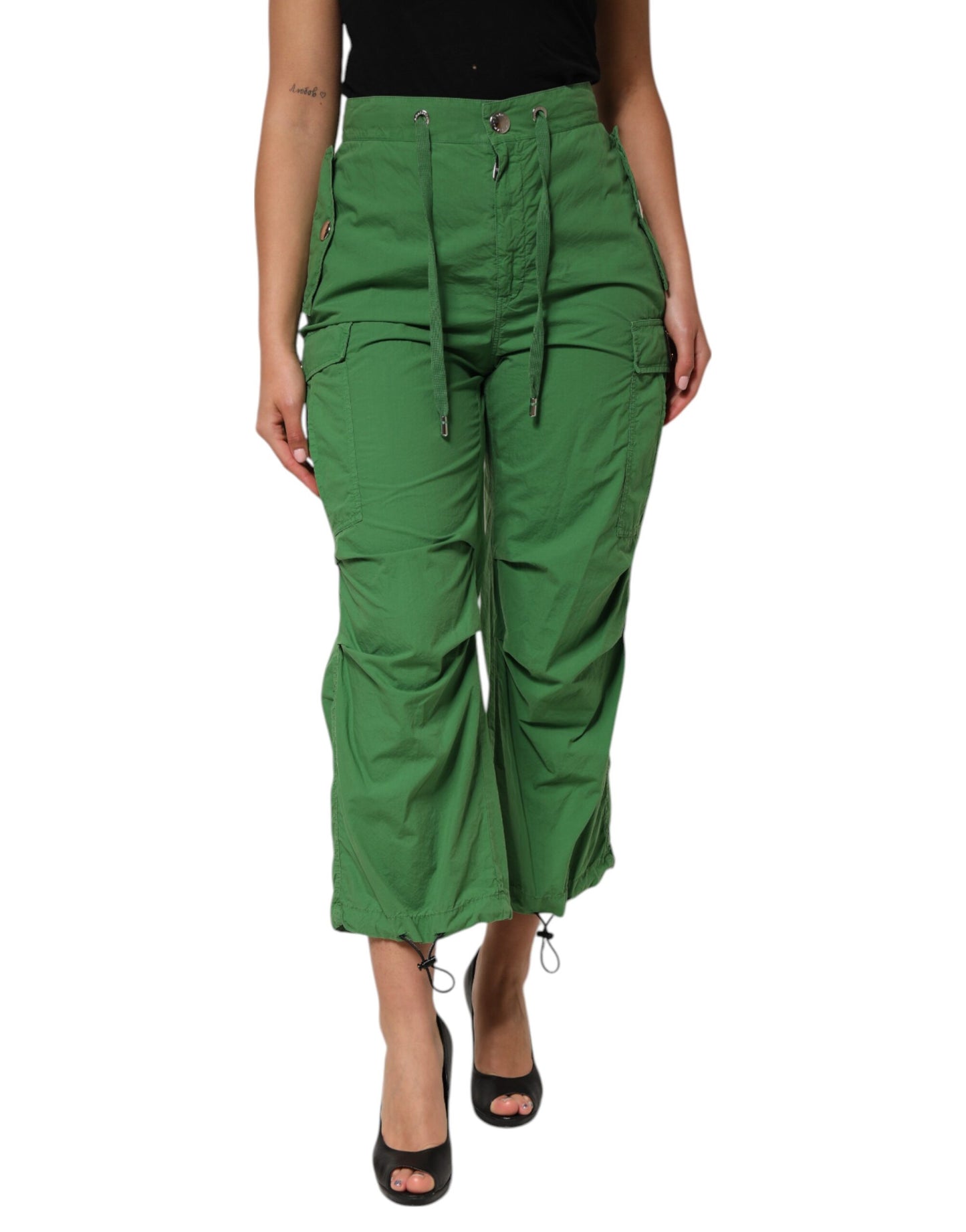 Dolce & Gabbana Green High Waist Cargo Trouser Pants