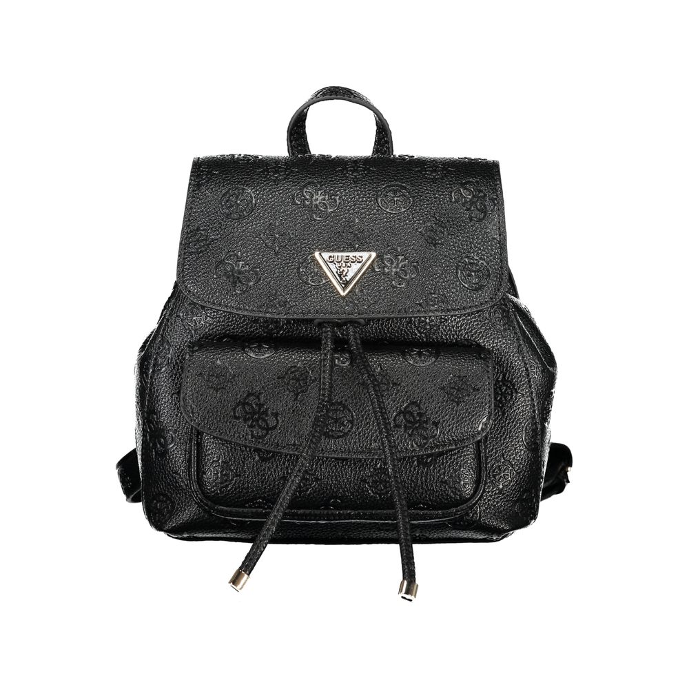 Guess Jeans Black Polyethylene Backpack: Trendy and Versatile