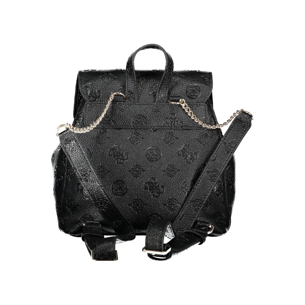 Guess Jeans Black Polyethylene Backpack: Trendy and Versatile