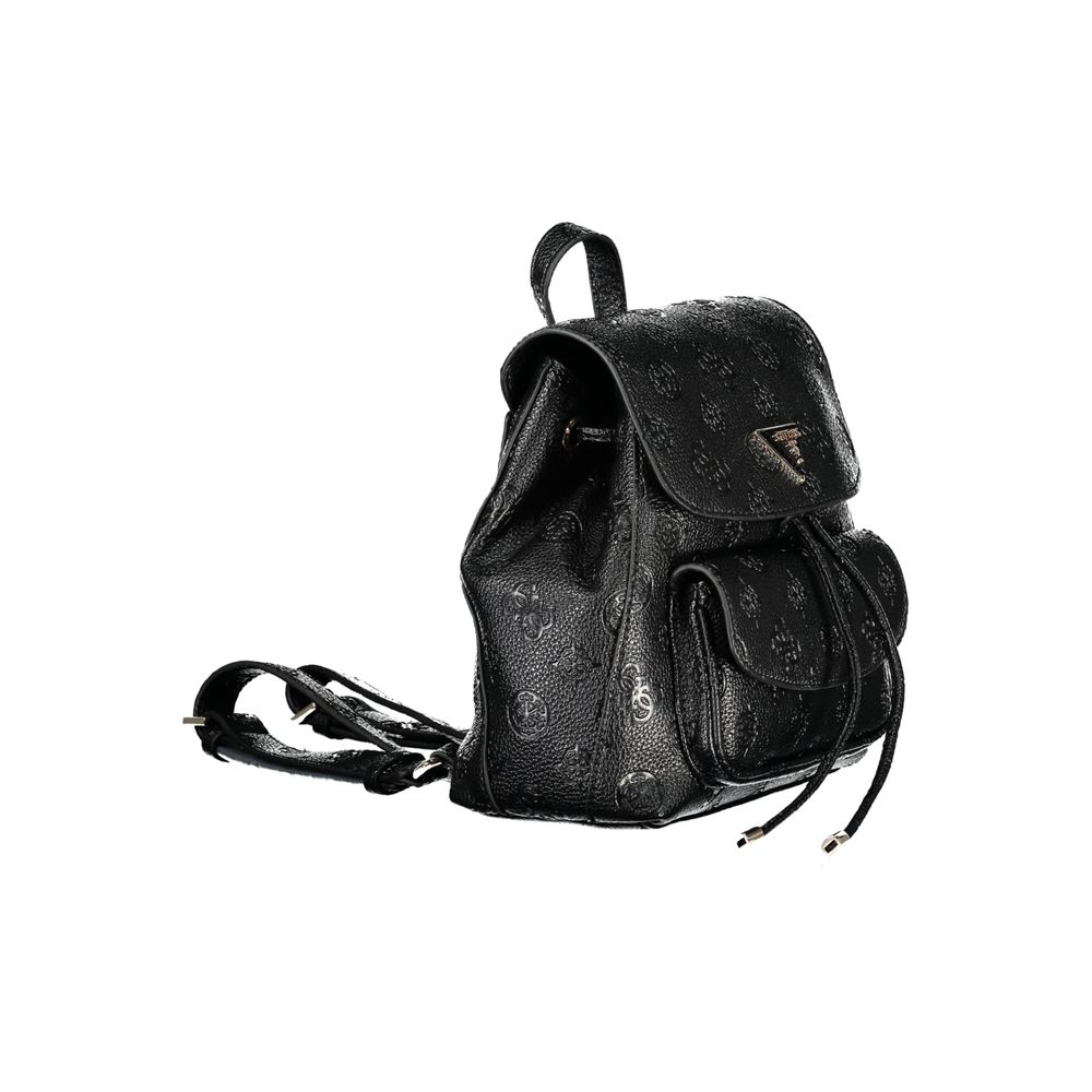 Guess Jeans Black Polyethylene Backpack: Trendy and Versatile