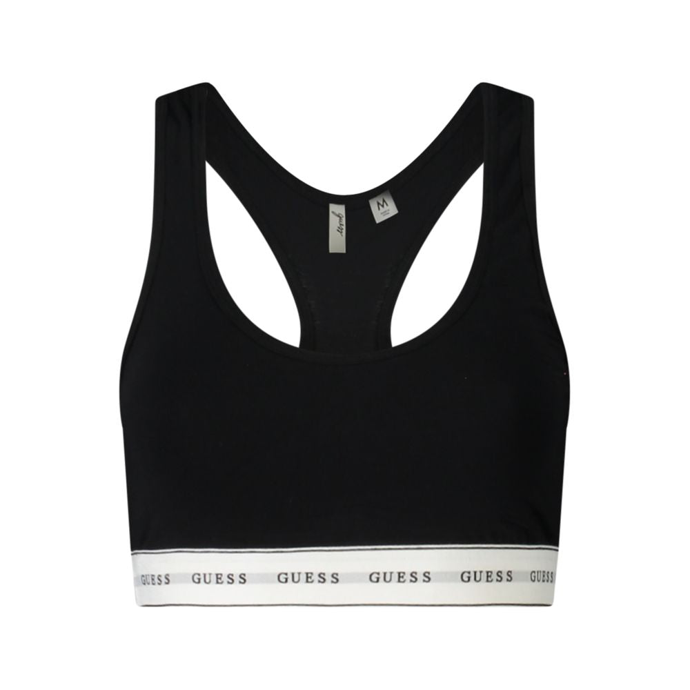 Guess Jeans Black Cotton Underwear Bralette with Halter Straps