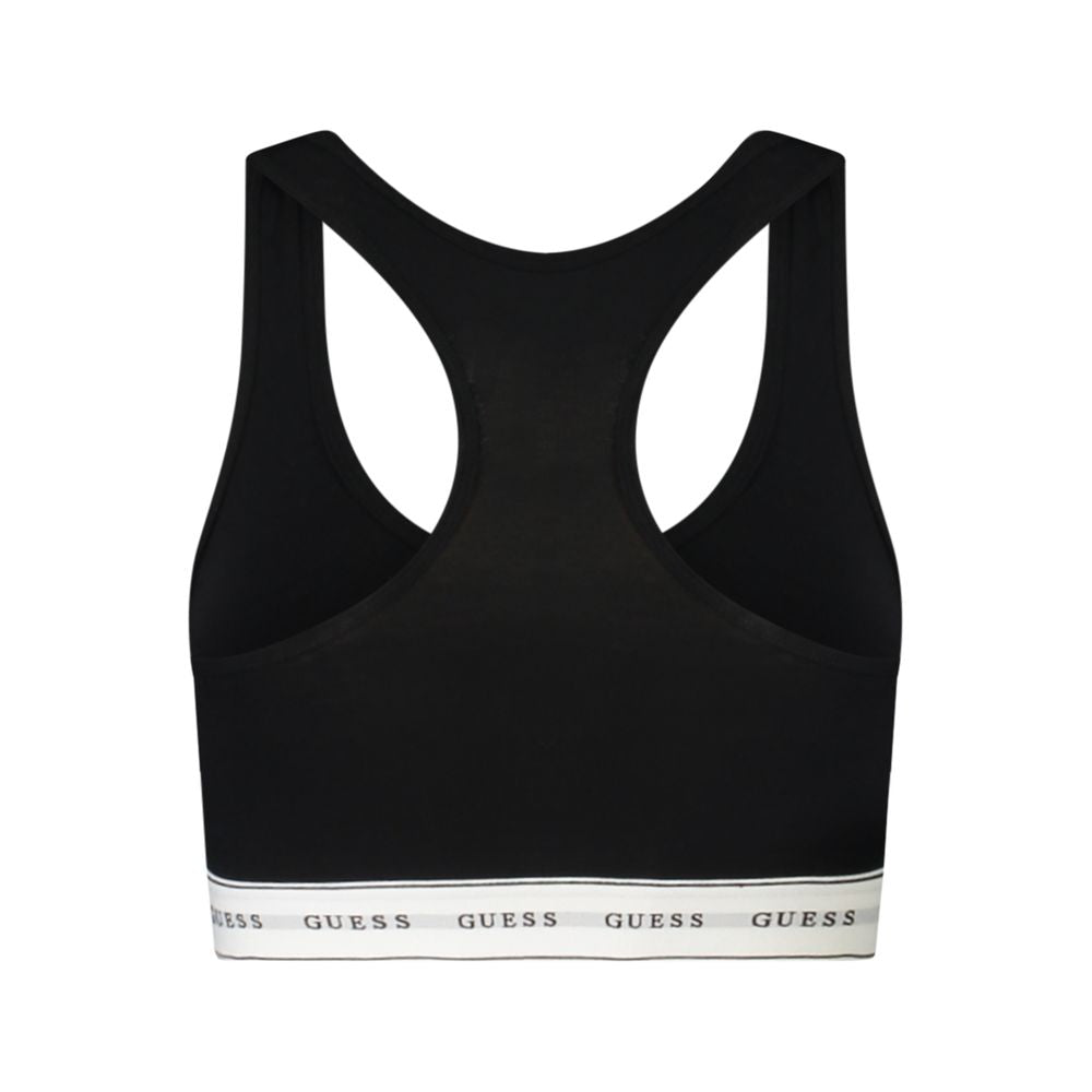 Guess Jeans Black Cotton Underwear Bralette with Halter Straps