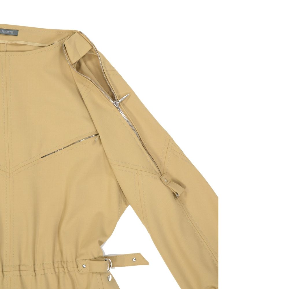 Alberta Ferretti Beige Wool Blend Mini Dress
