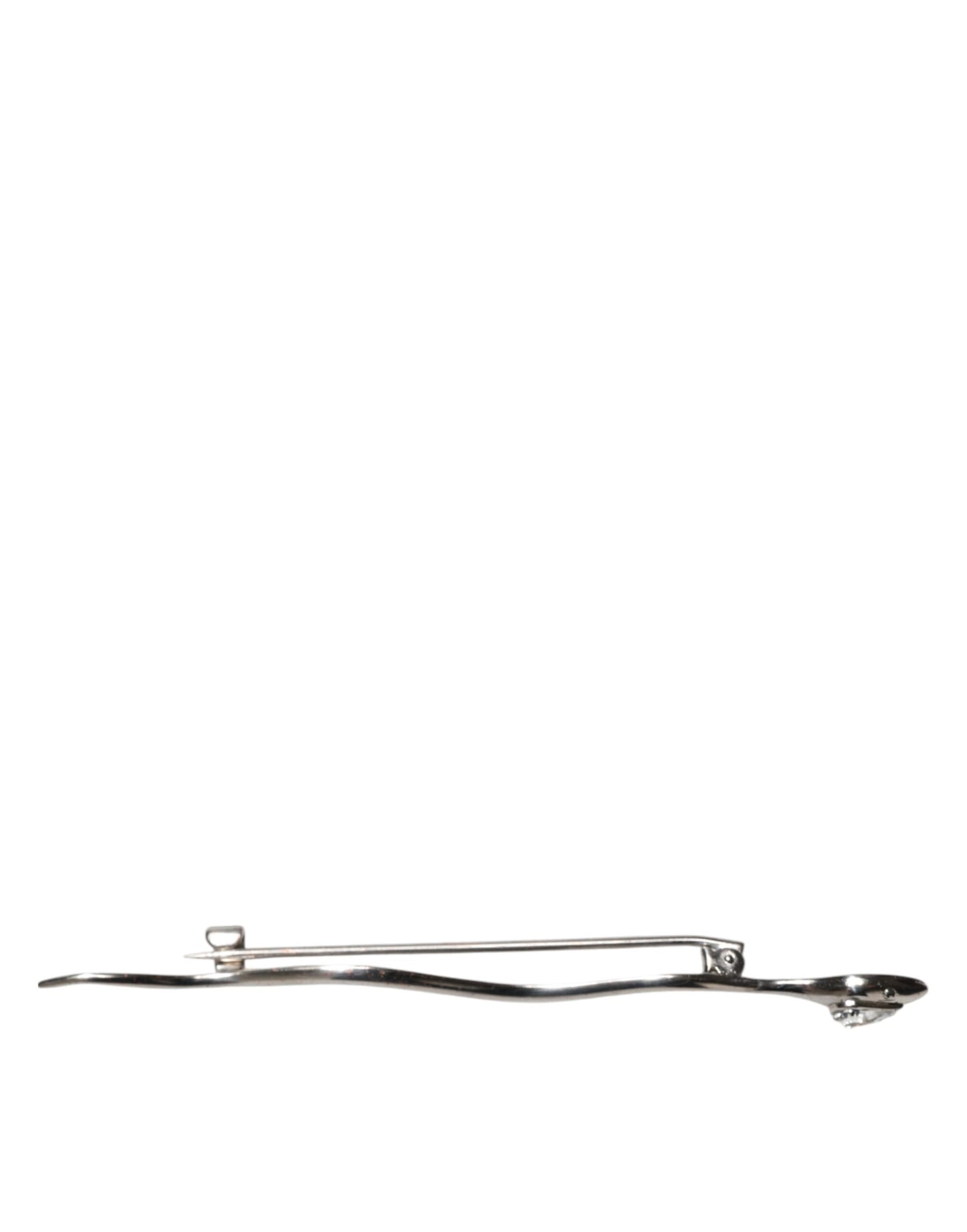 Dolce & Gabbana Silver Brass Crystal Spilla Serpente Men's Brooch Pin