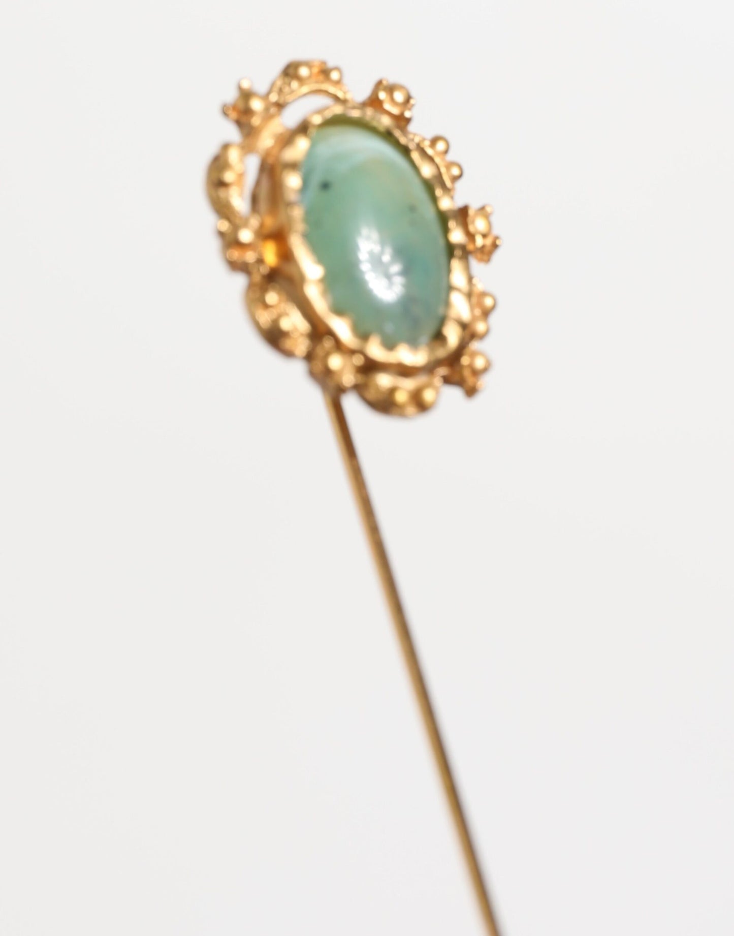 Dolce & Gabbana Gold Tone Green Stone Antique Men's Accessory Brooch Pin