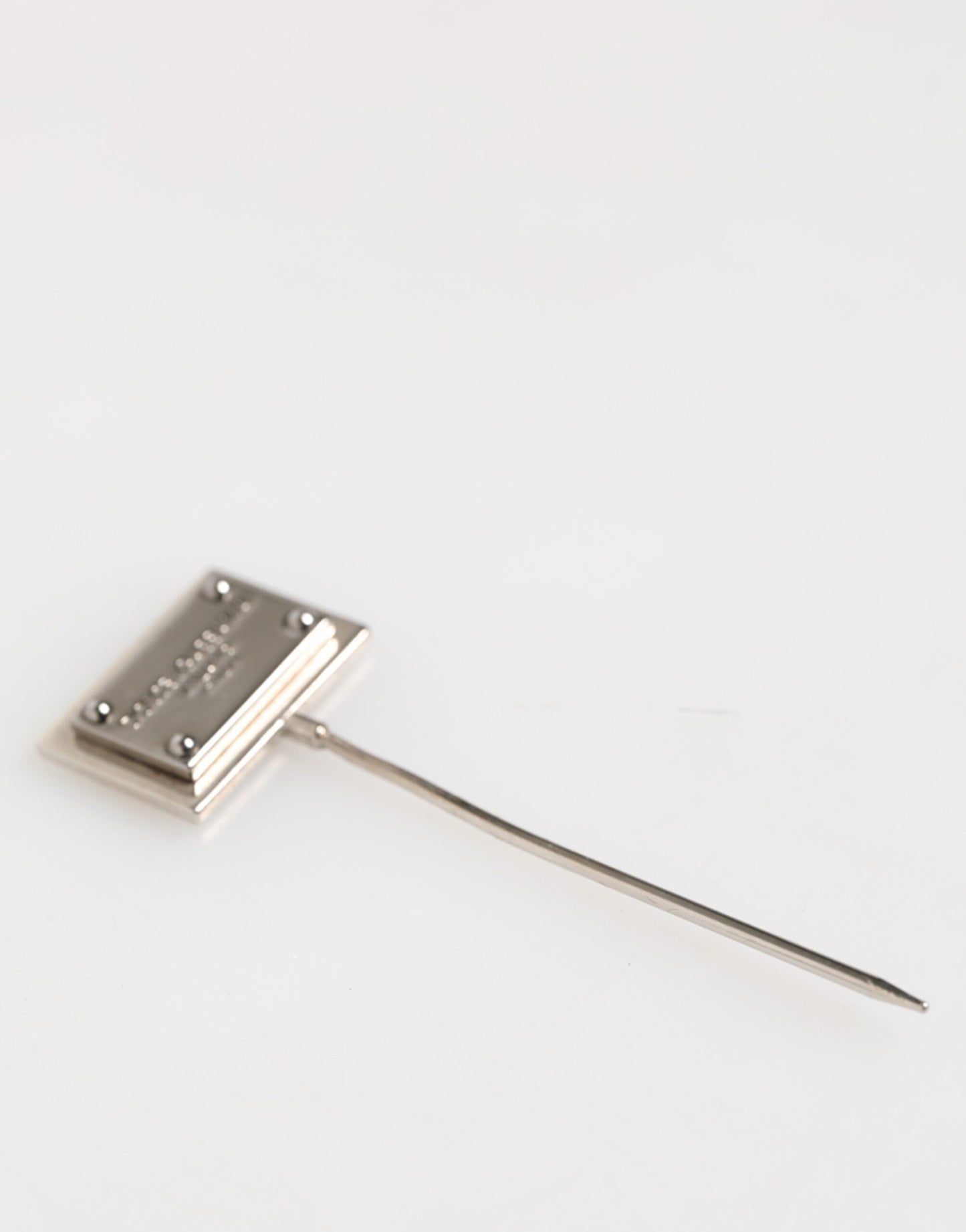 Dolce & Gabbana Silver Tone Logo Plaque Lapel Brooch Pin