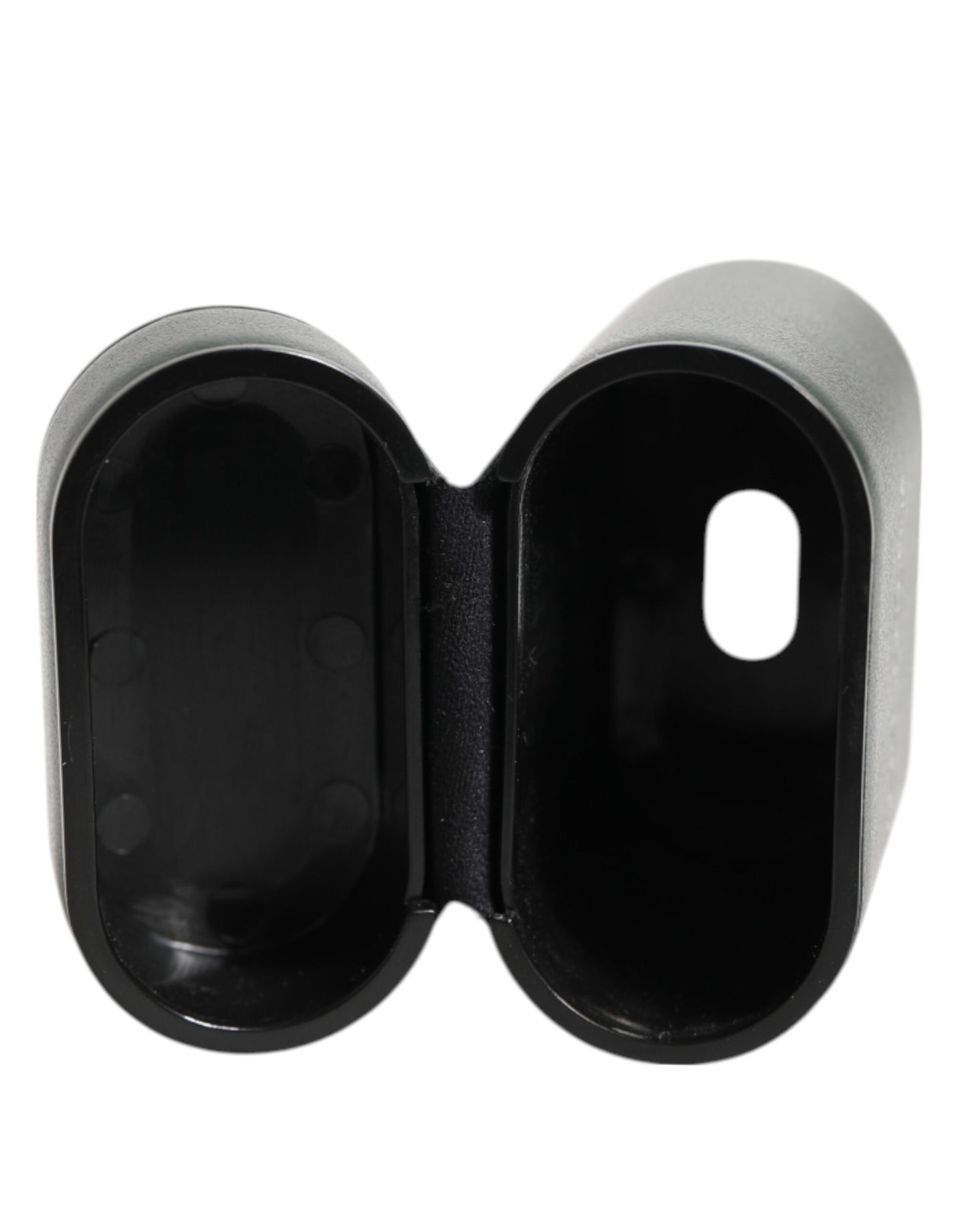 Dolce & Gabbana Black Leather Logo Print Flip Holder Airpods Case