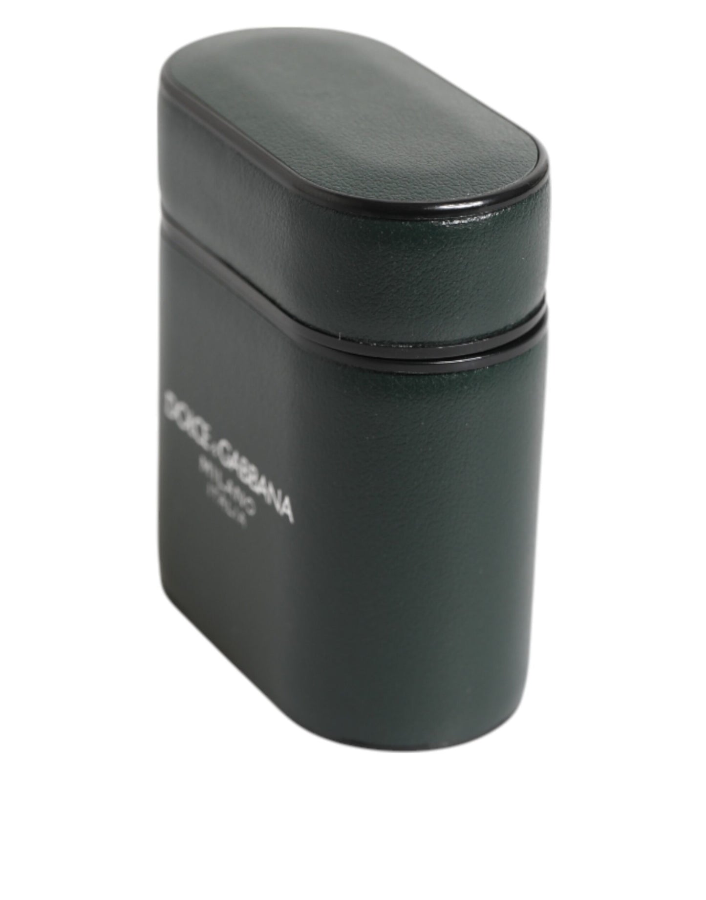 Dolce & Gabbana Black Leather Logo Print Flip Holder Airpods Case