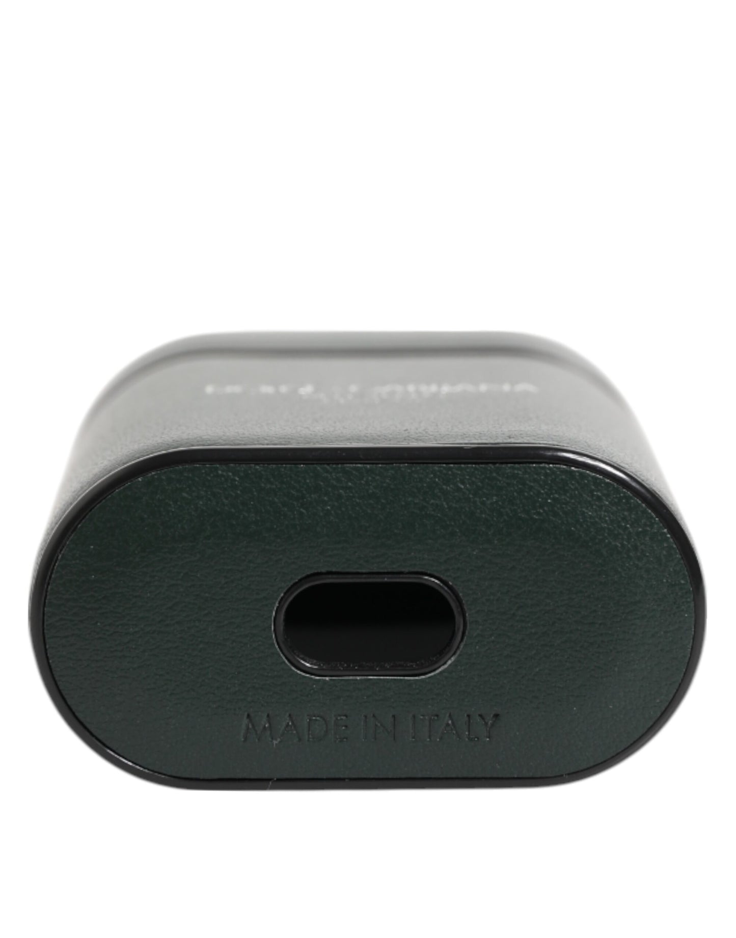 Dolce & Gabbana Black Leather Logo Print Flip Holder Airpods Case