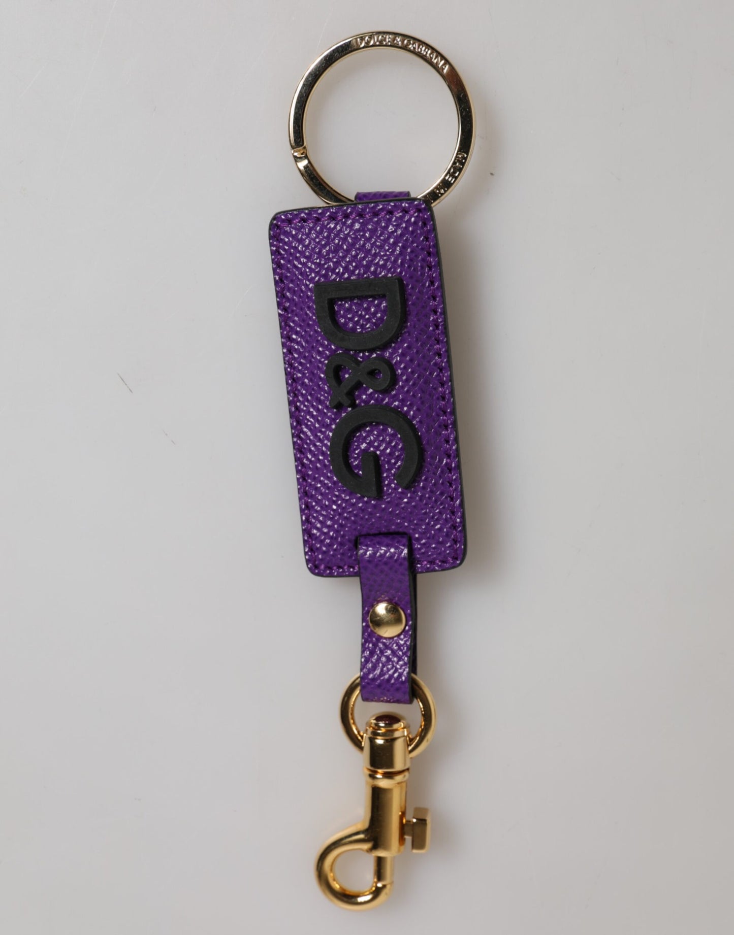 Dolce & Gabbana Purple DG Logo Leather Keyring