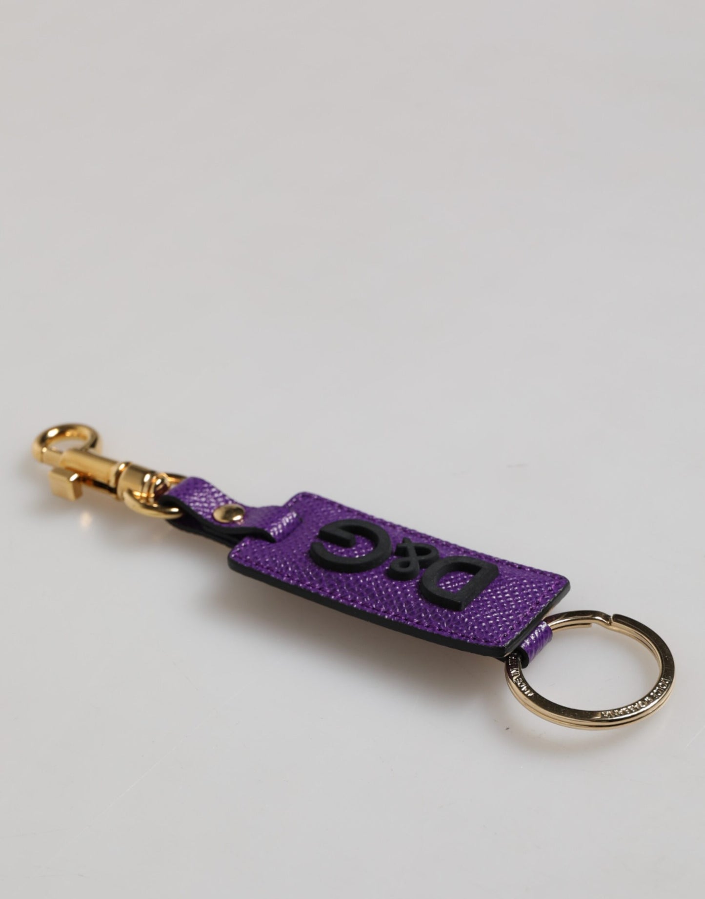 Dolce & Gabbana Purple DG Logo Leather Keyring