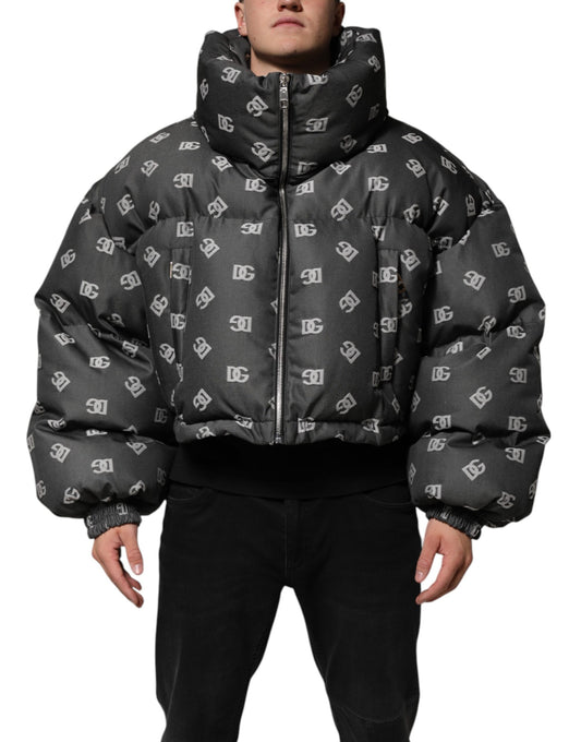 Dolce & Gabbana Black DG Monogram Full Zip Puffer Men's Jacket