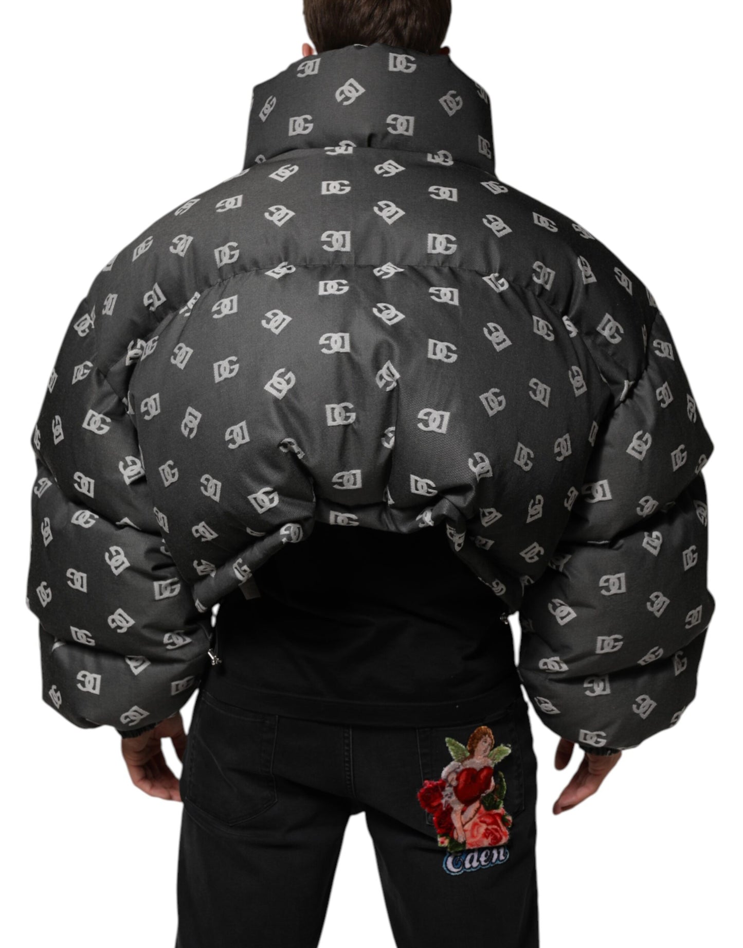 Dolce & Gabbana Black DG Monogram Full Zip Puffer Men's Jacket