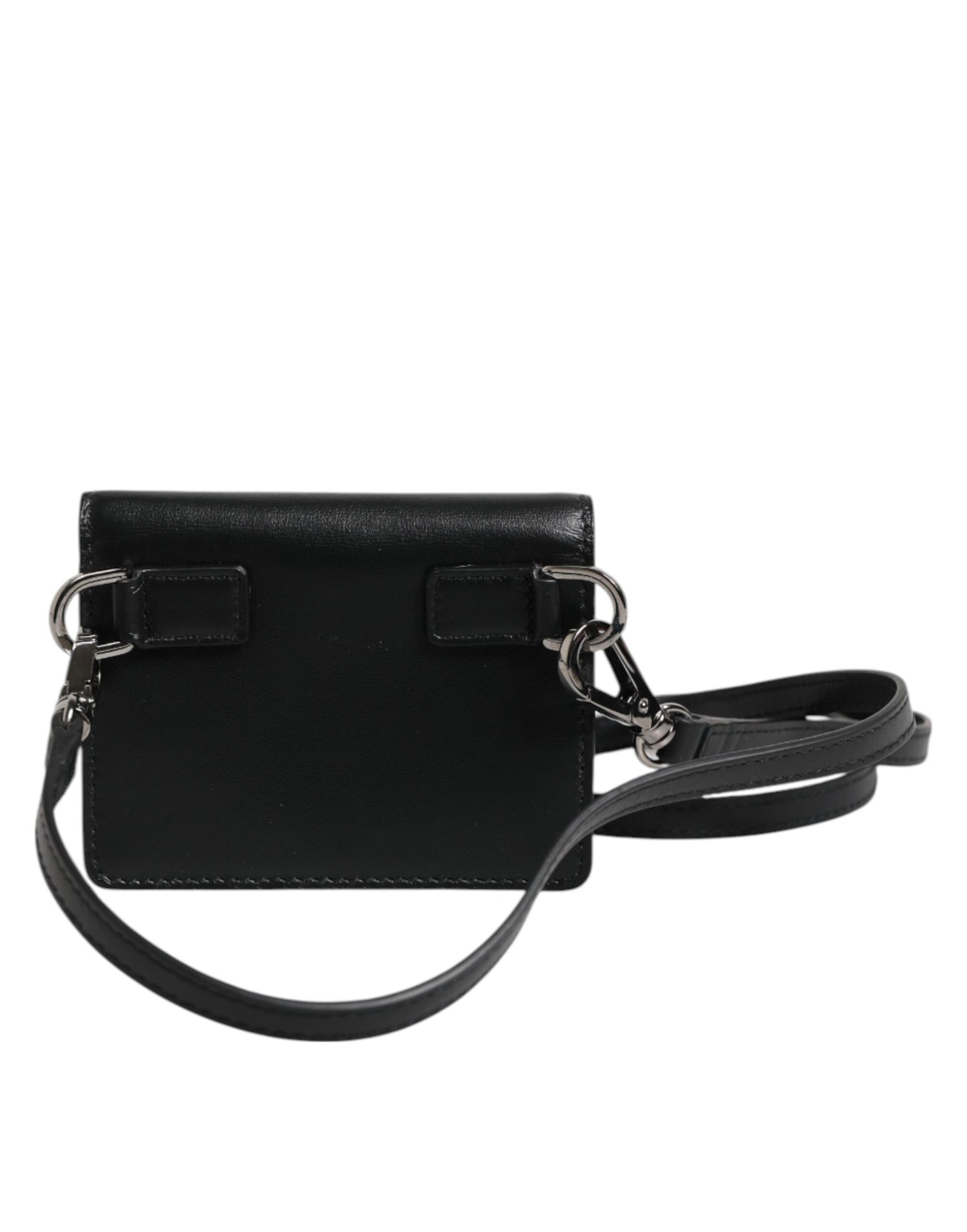 Dolce & Gabbana Black Leather Bifold Card Holder Crossbody Bag for Men