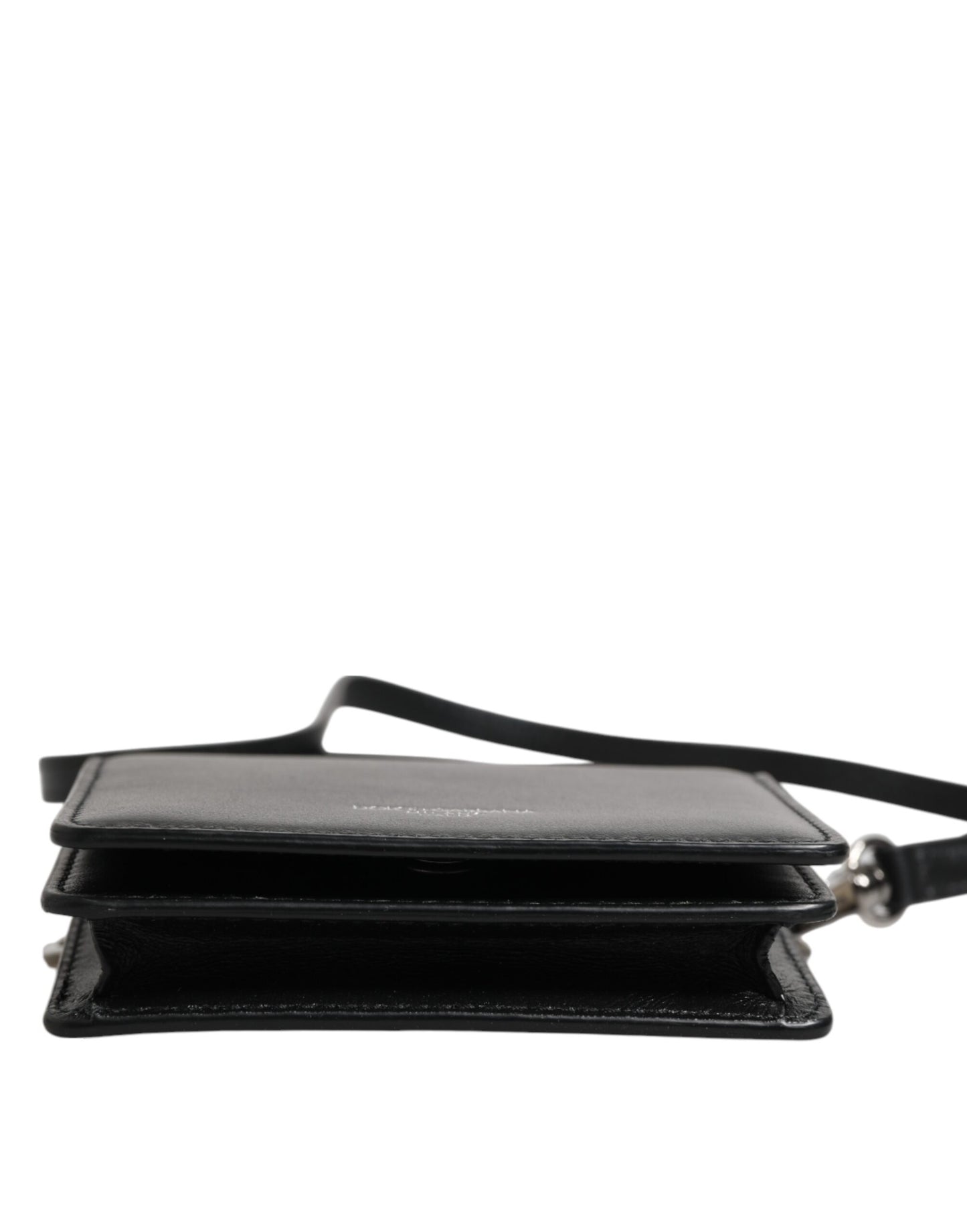 Dolce & Gabbana Black Leather Bifold Card Holder Crossbody Bag for Men