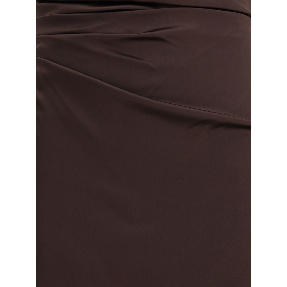 Staud Brown Maxi Phare Off Shoulder Dress