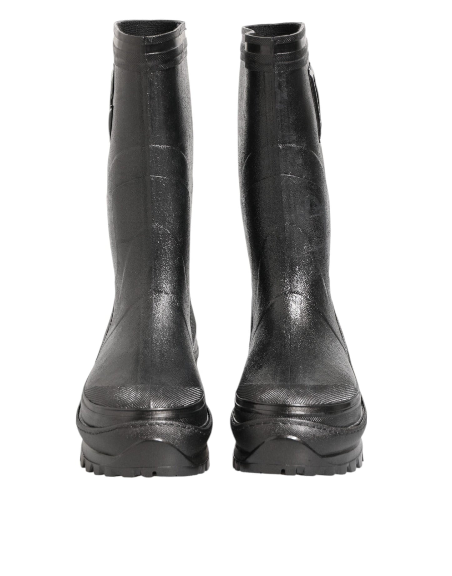 Dolce & Gabbana Metallic Black Pull On Rain Boots for Men