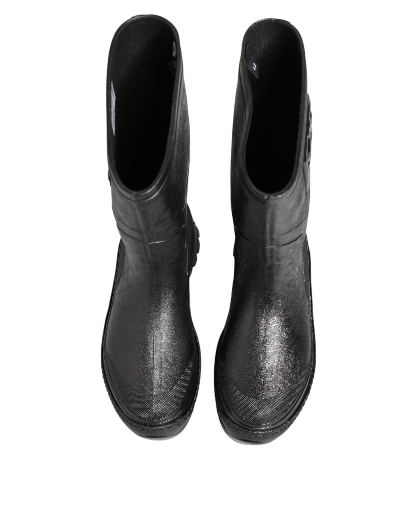 Dolce & Gabbana Metallic Black Pull On Rain Boots for Men