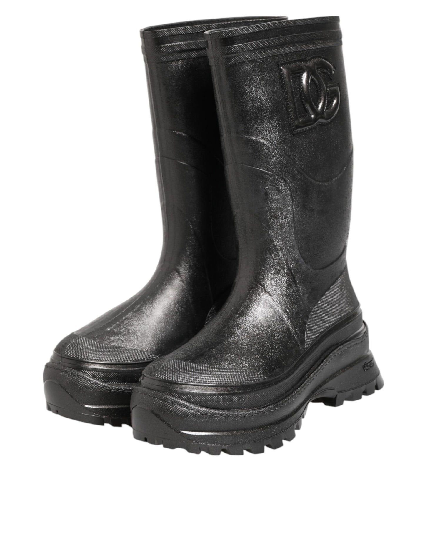 Dolce & Gabbana Metallic Black Pull On Rain Boots for Men