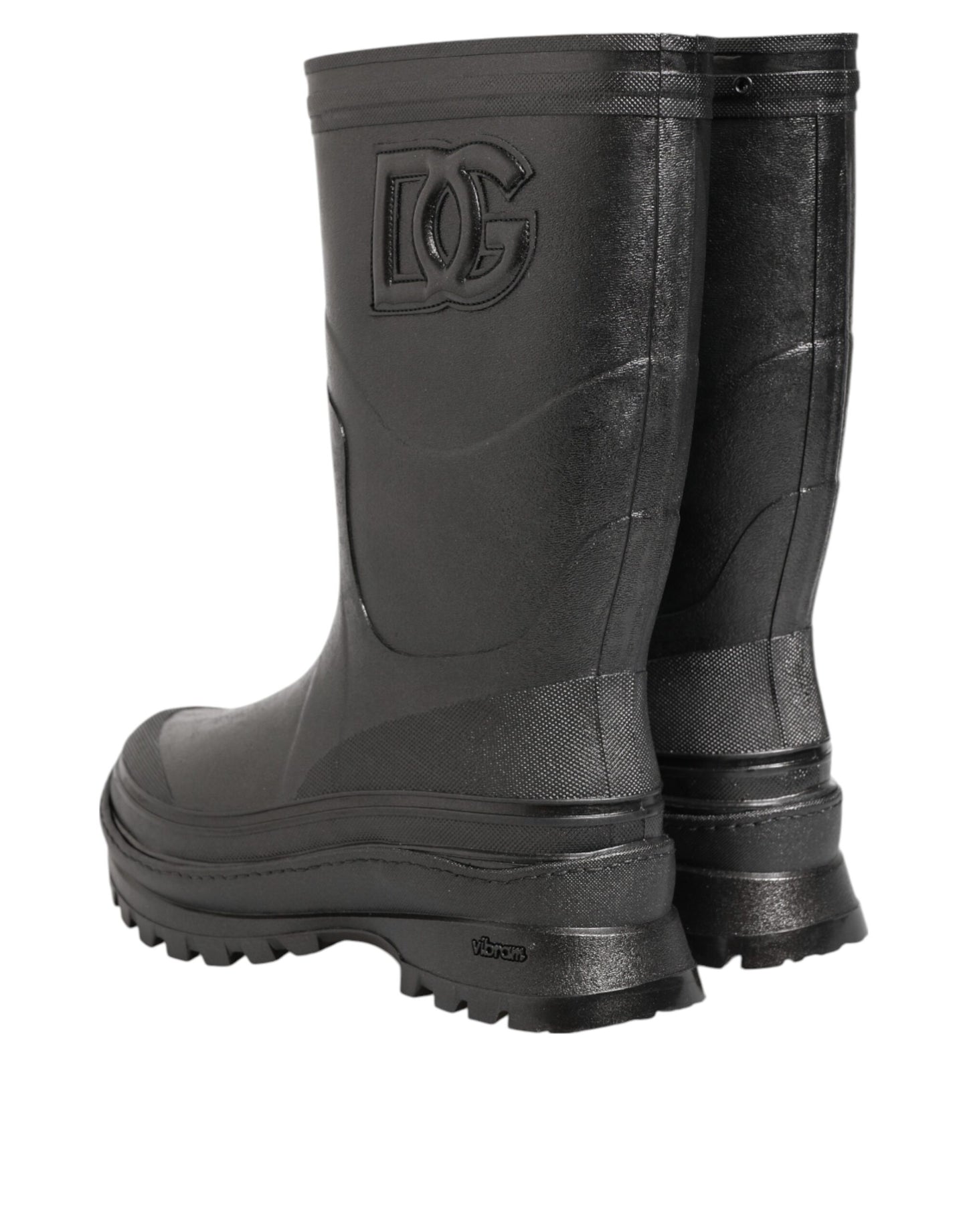 Dolce & Gabbana Metallic Black Pull On Rain Boots for Men
