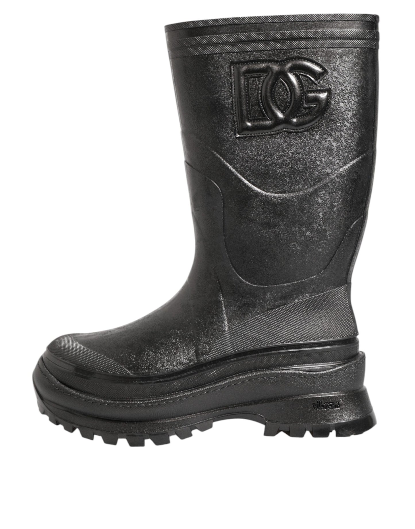 Dolce & Gabbana Metallic Black Pull On Rain Boots for Men