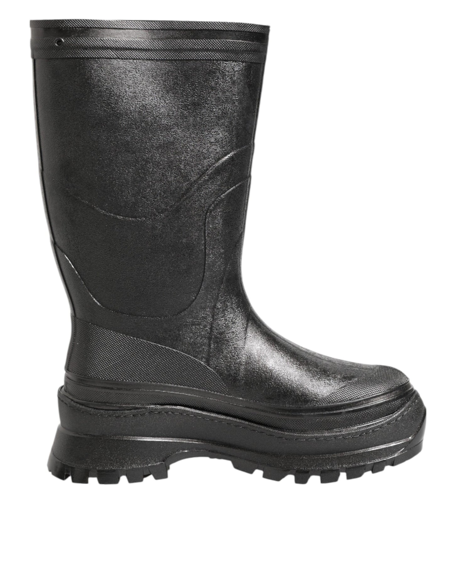 Dolce & Gabbana Metallic Black Pull On Rain Boots for Men