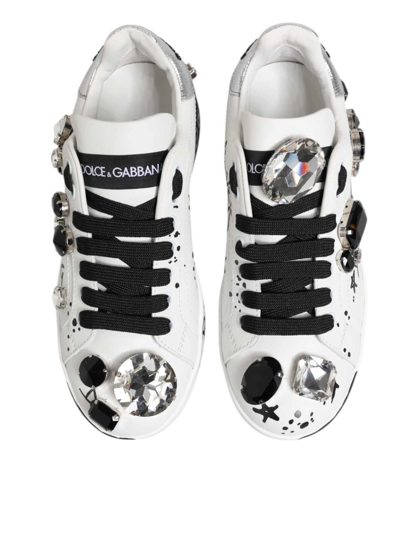 Dolce & Gabbana White Portofino Crystal Sneakers