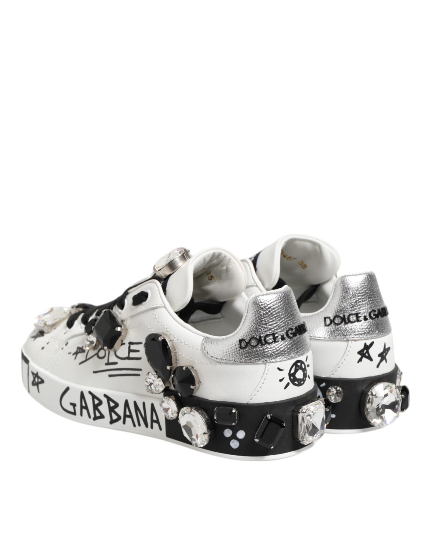 Dolce & Gabbana White Portofino Crystal Sneakers