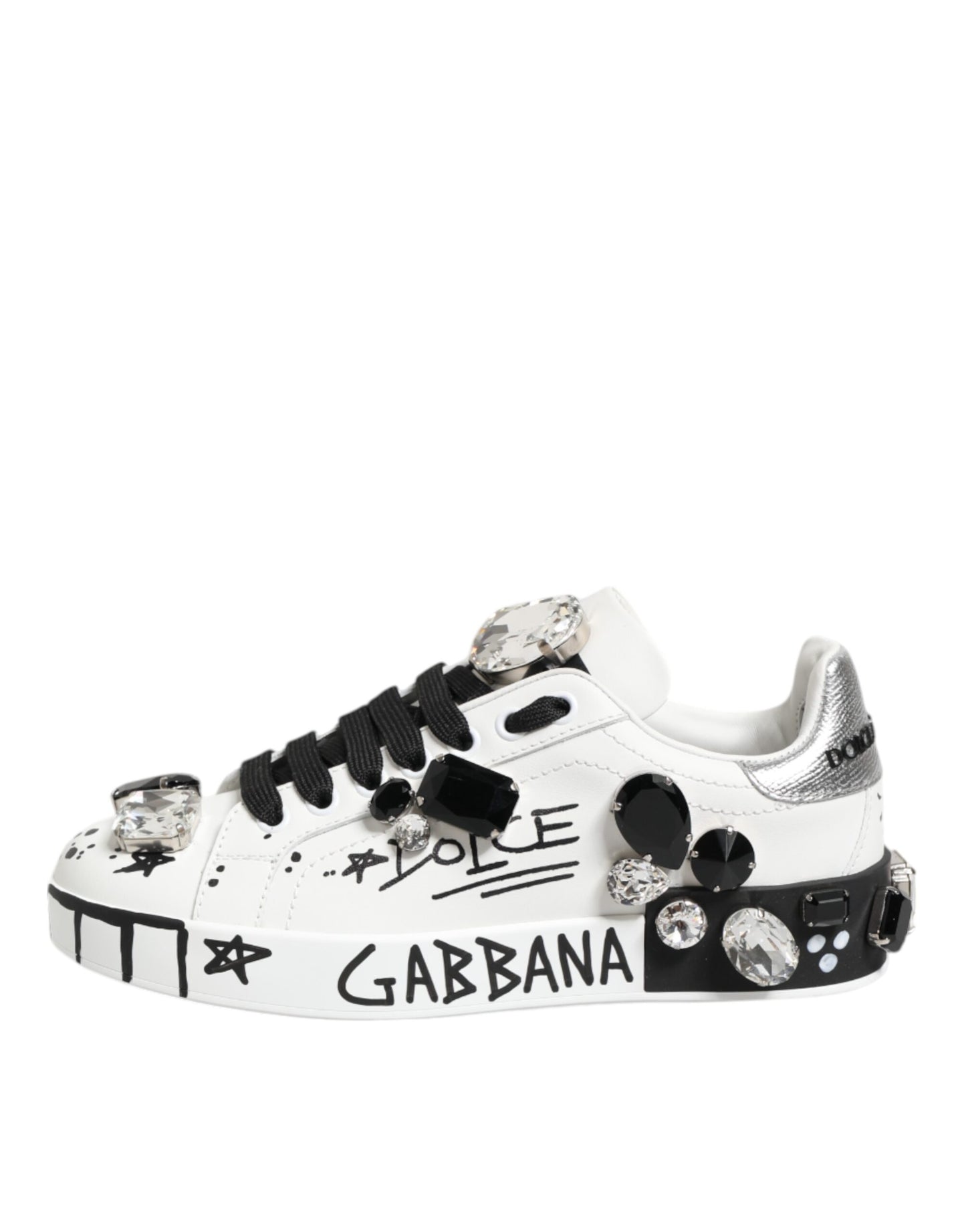 Dolce & Gabbana White Portofino Crystal Sneakers