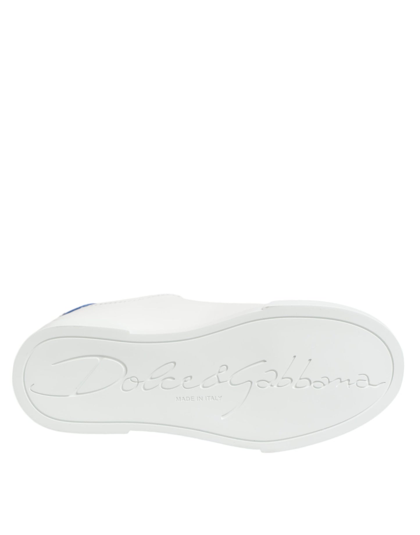 Dolce & Gabbana White Blue Leather Low Top Sneakers