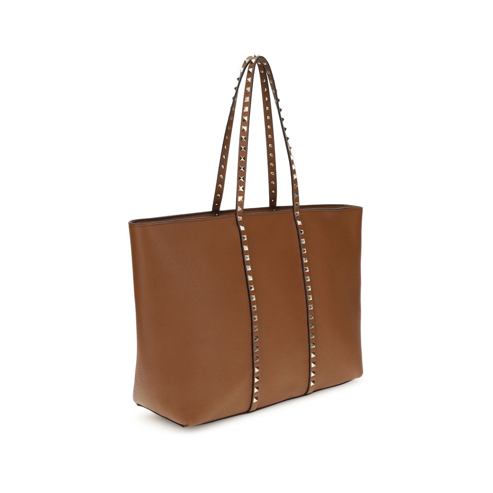 Valentino Garavani Medium Rockstud Tote Bag in Garnet Leather
