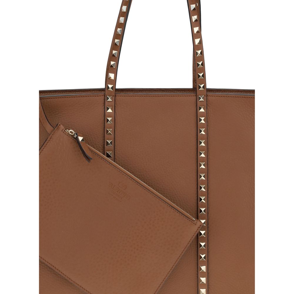 Valentino Garavani Medium Rockstud Tote Bag in Garnet Leather