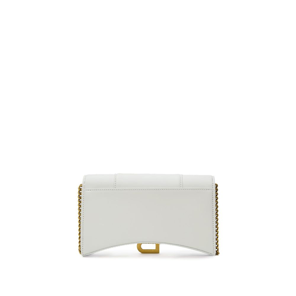 Balenciaga White Leather Hourglass Wallet Shoulder Bag