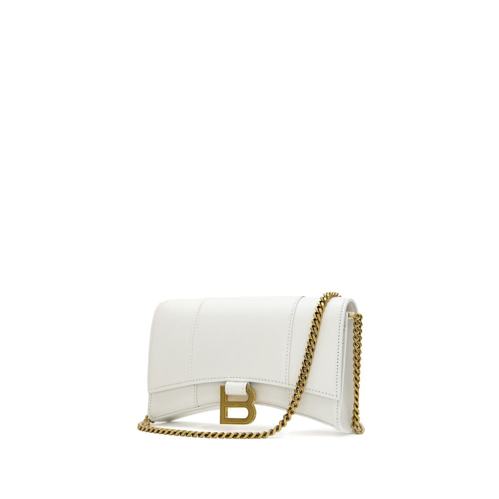 Balenciaga White Leather Hourglass Wallet Shoulder Bag