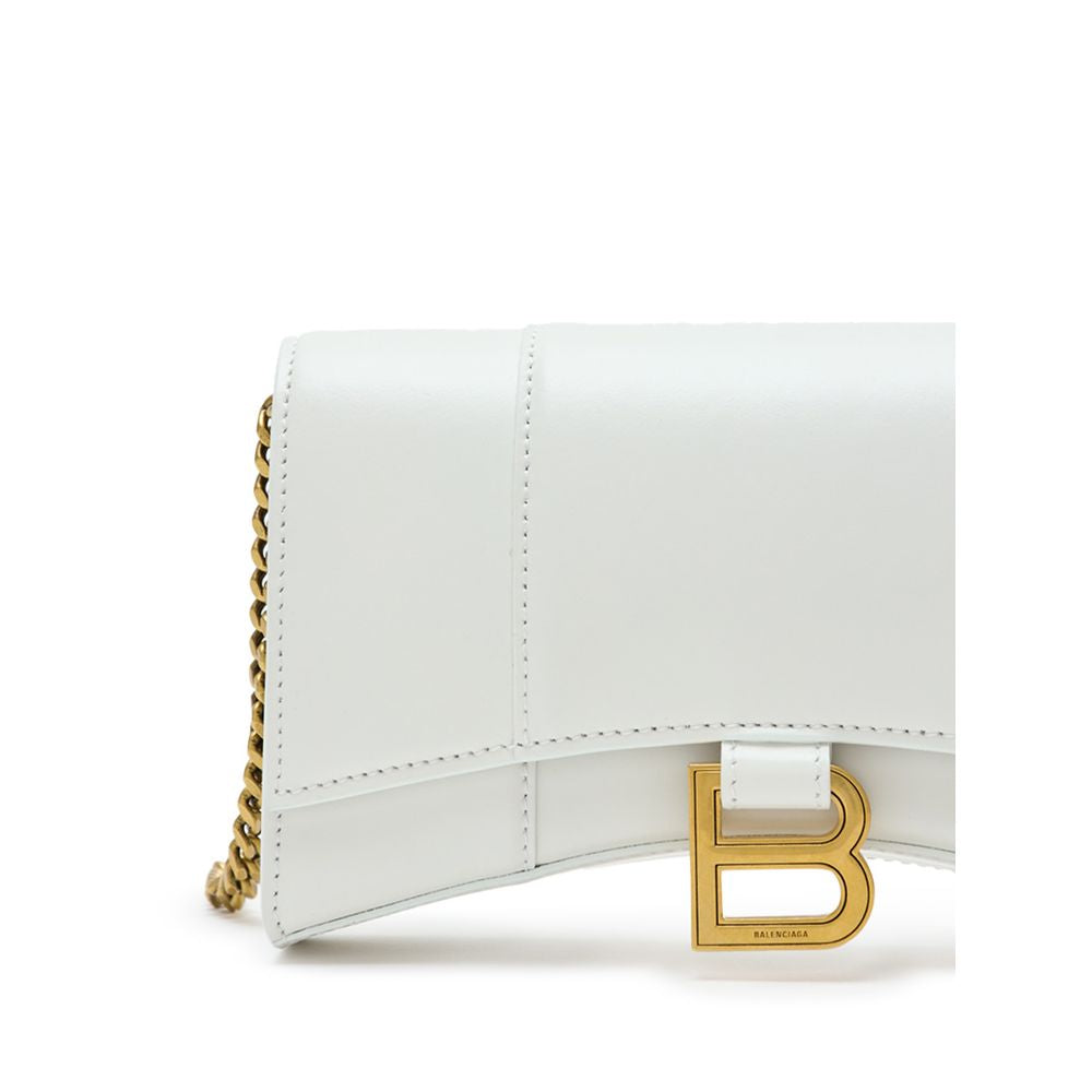Balenciaga White Leather Hourglass Wallet Shoulder Bag