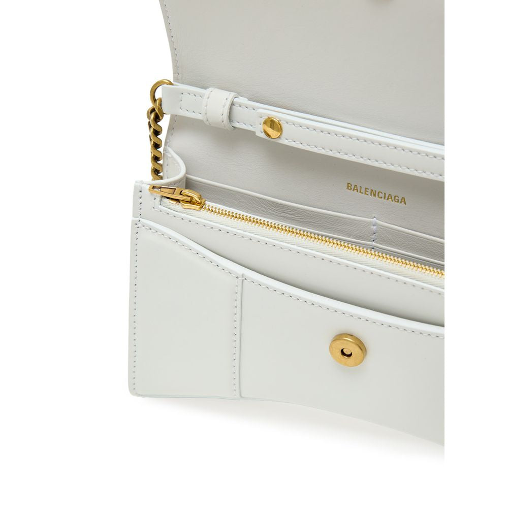 Balenciaga White Leather Hourglass Wallet Shoulder Bag
