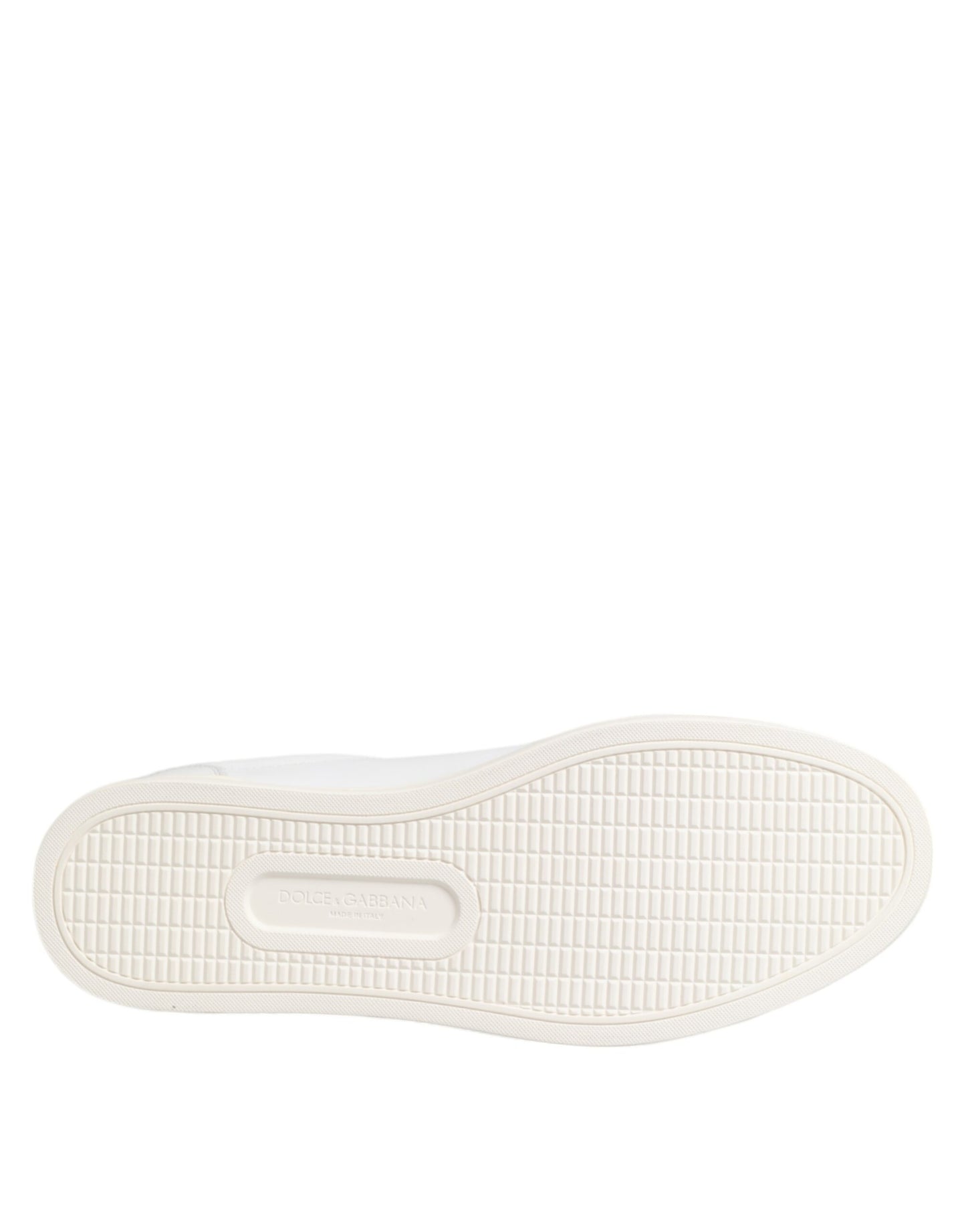 Dolce & Gabbana White Crown Bee Leather Low Top Sneakers