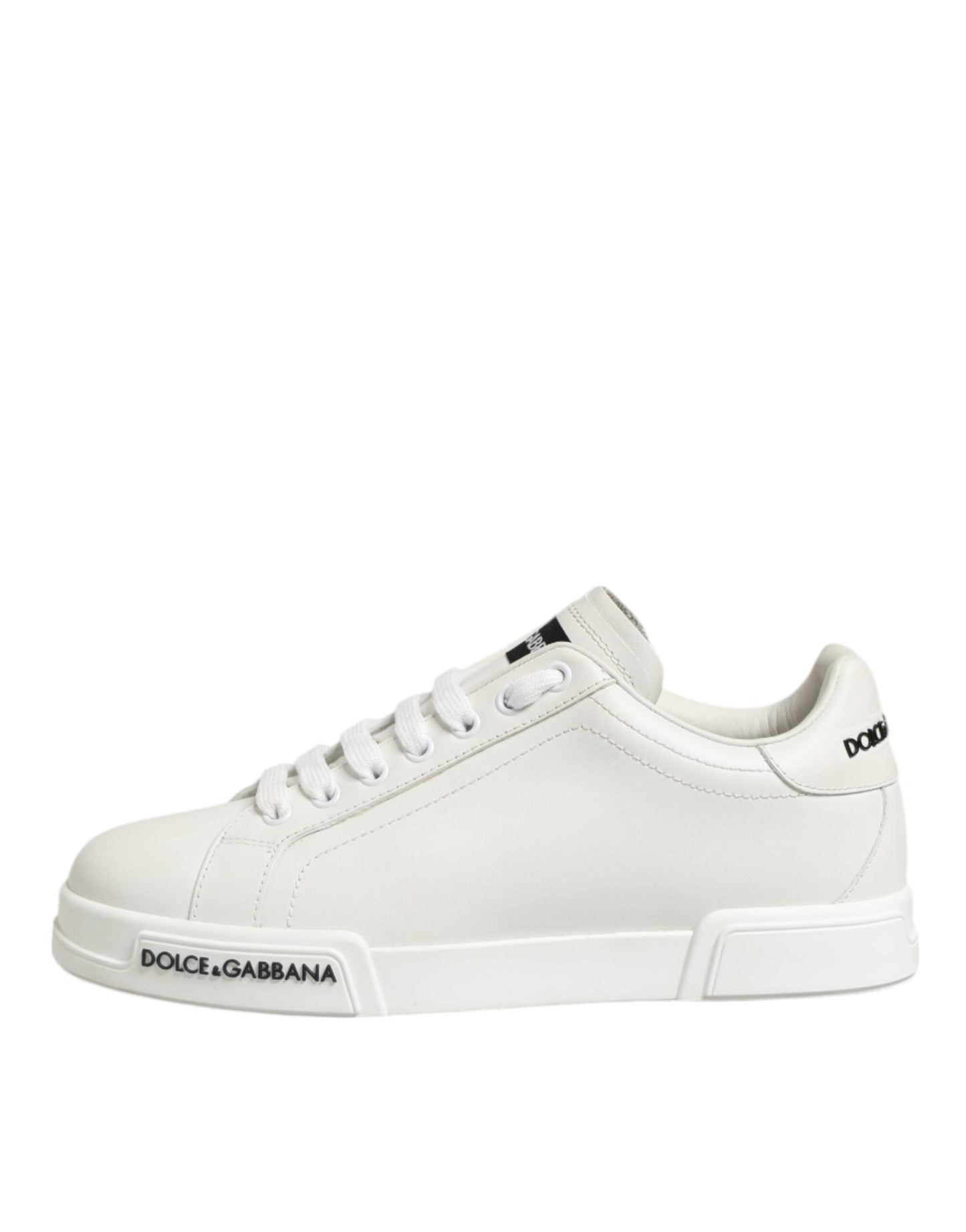 Dolce & Gabbana White & Black Leather Portofino Sneakers for Men