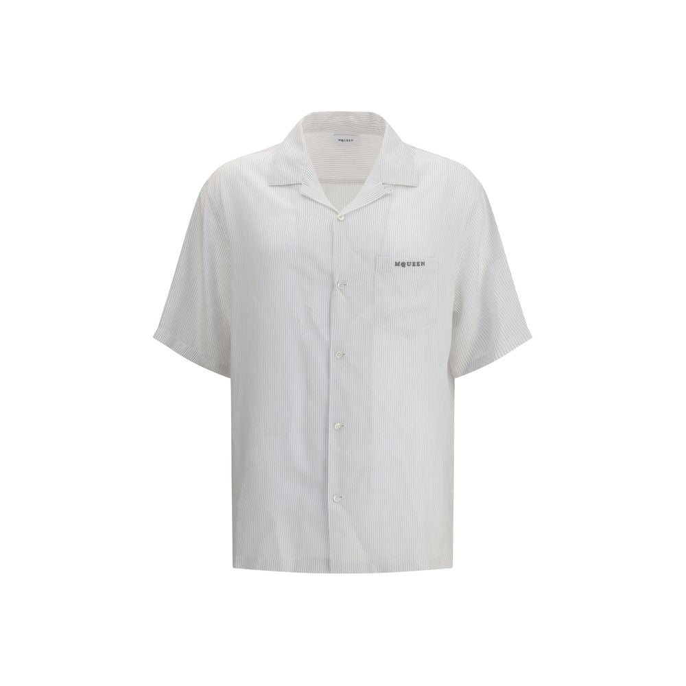 Alexander McQueen Thin Striped White Short Sleeved Shirt for Men