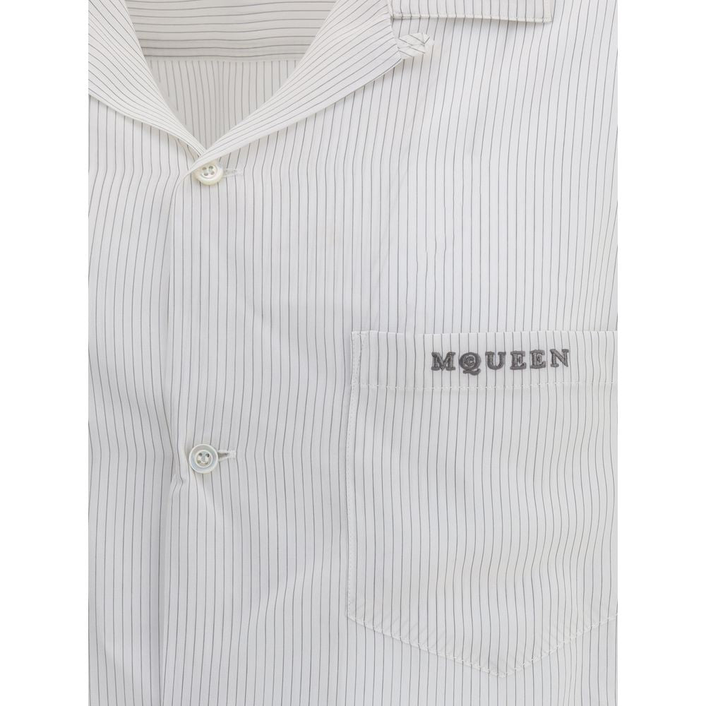 Alexander McQueen Thin Striped White Short Sleeved Shirt for Men