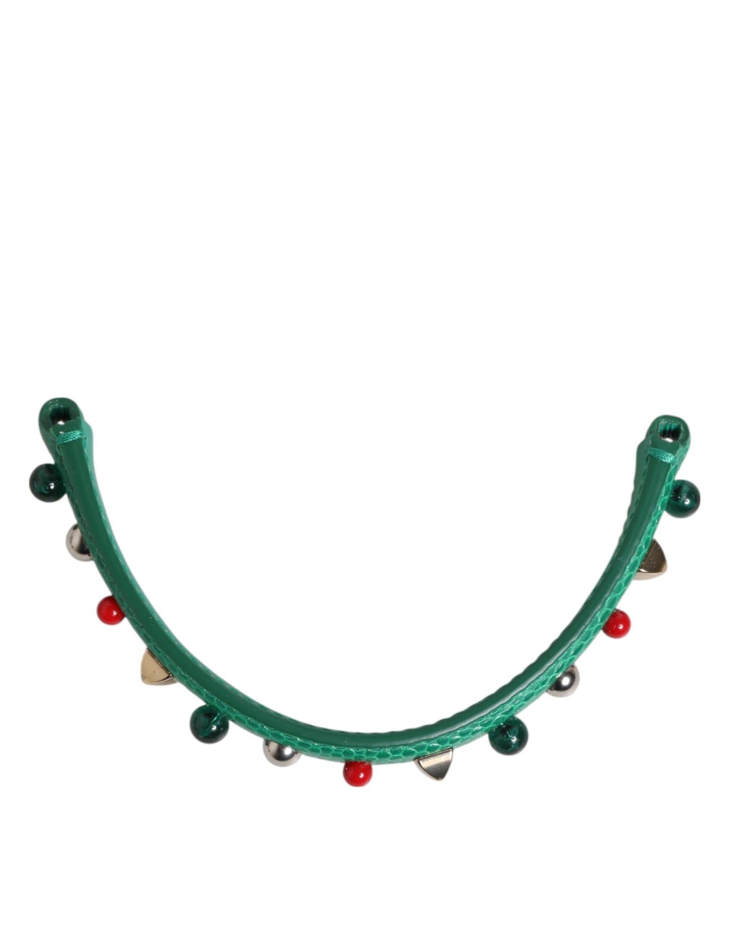 Dolce & Gabbana Green Embellished Leather Shoulder Strap