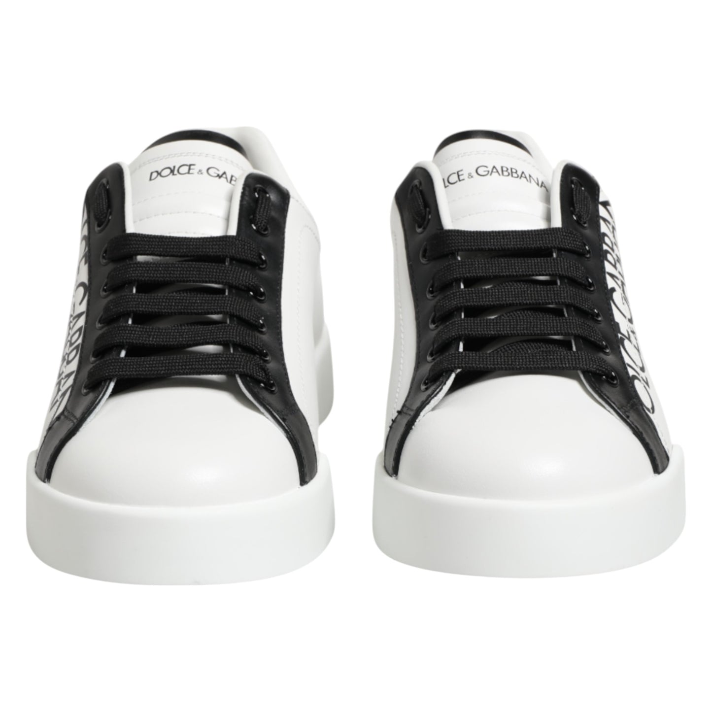 Dolce & Gabbana Black White Leather Portofino Sneakers