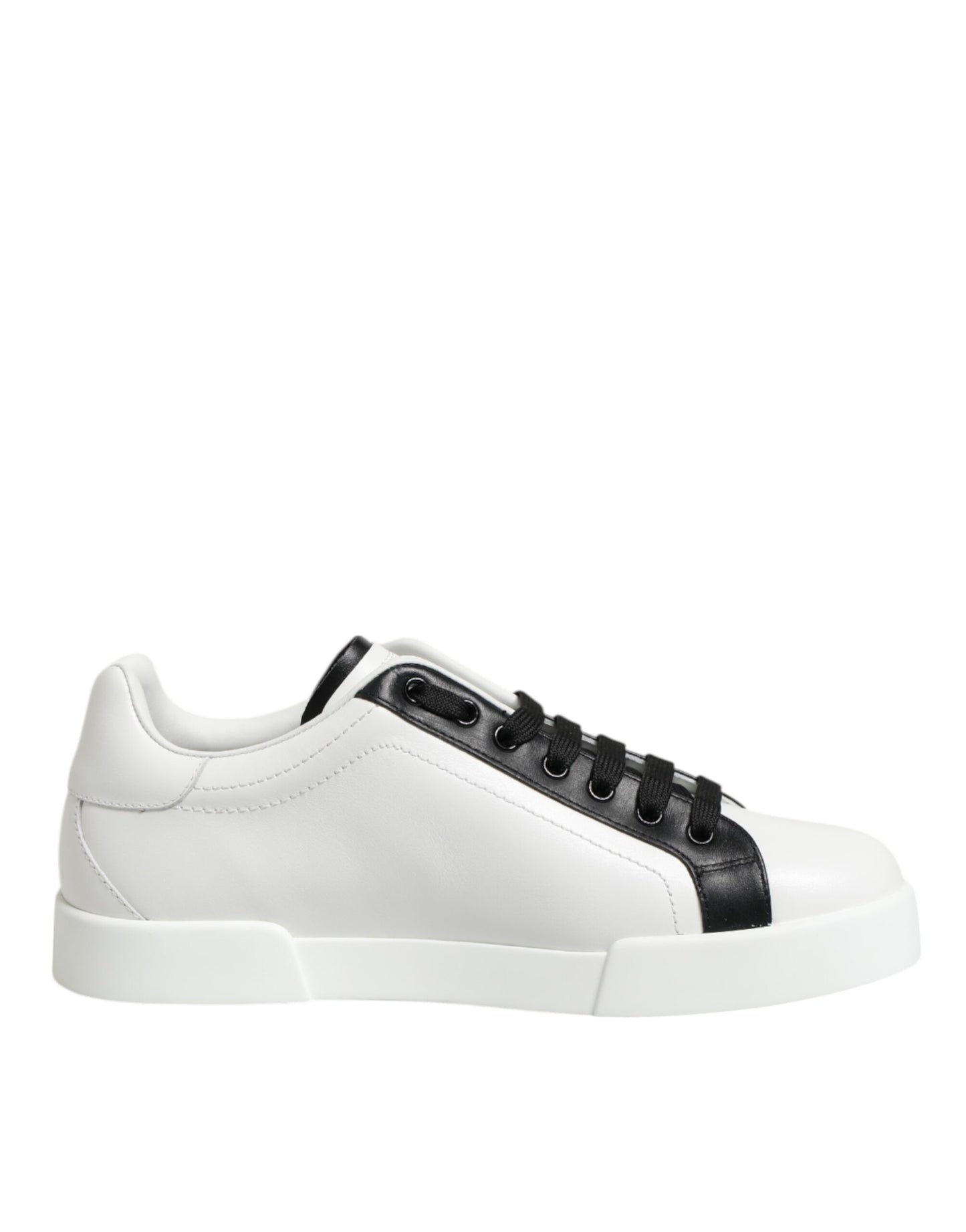 Dolce & Gabbana Black White Leather Portofino Sneakers