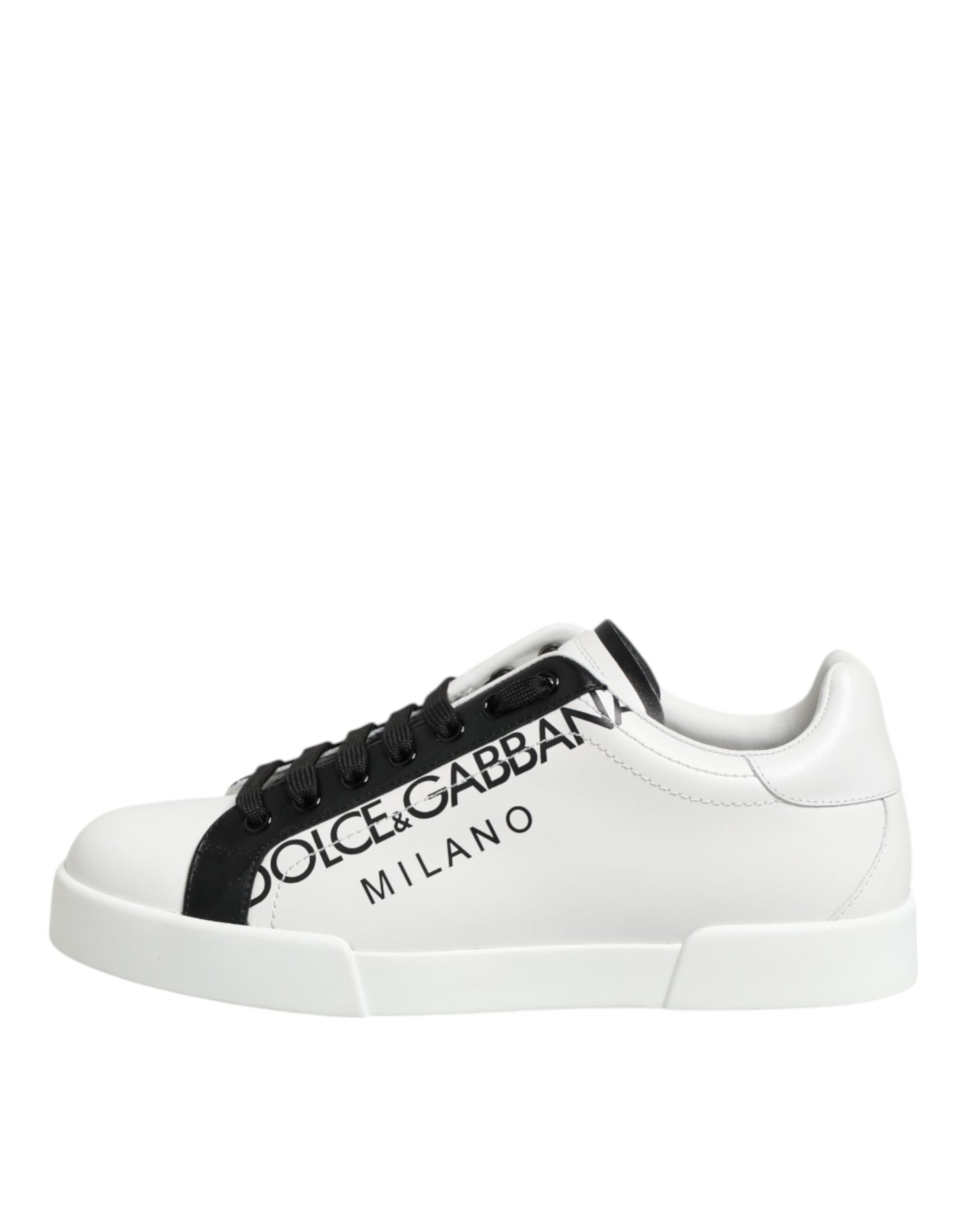 Dolce & Gabbana Black White Leather Portofino Sneakers