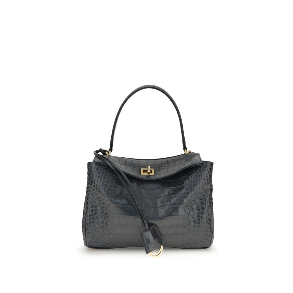 Balenciaga Rodeo Shoulder Bag in Crocodile-Print Leather