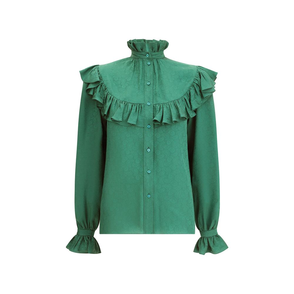 Saint Laurent Silk Blouse with Ruffles