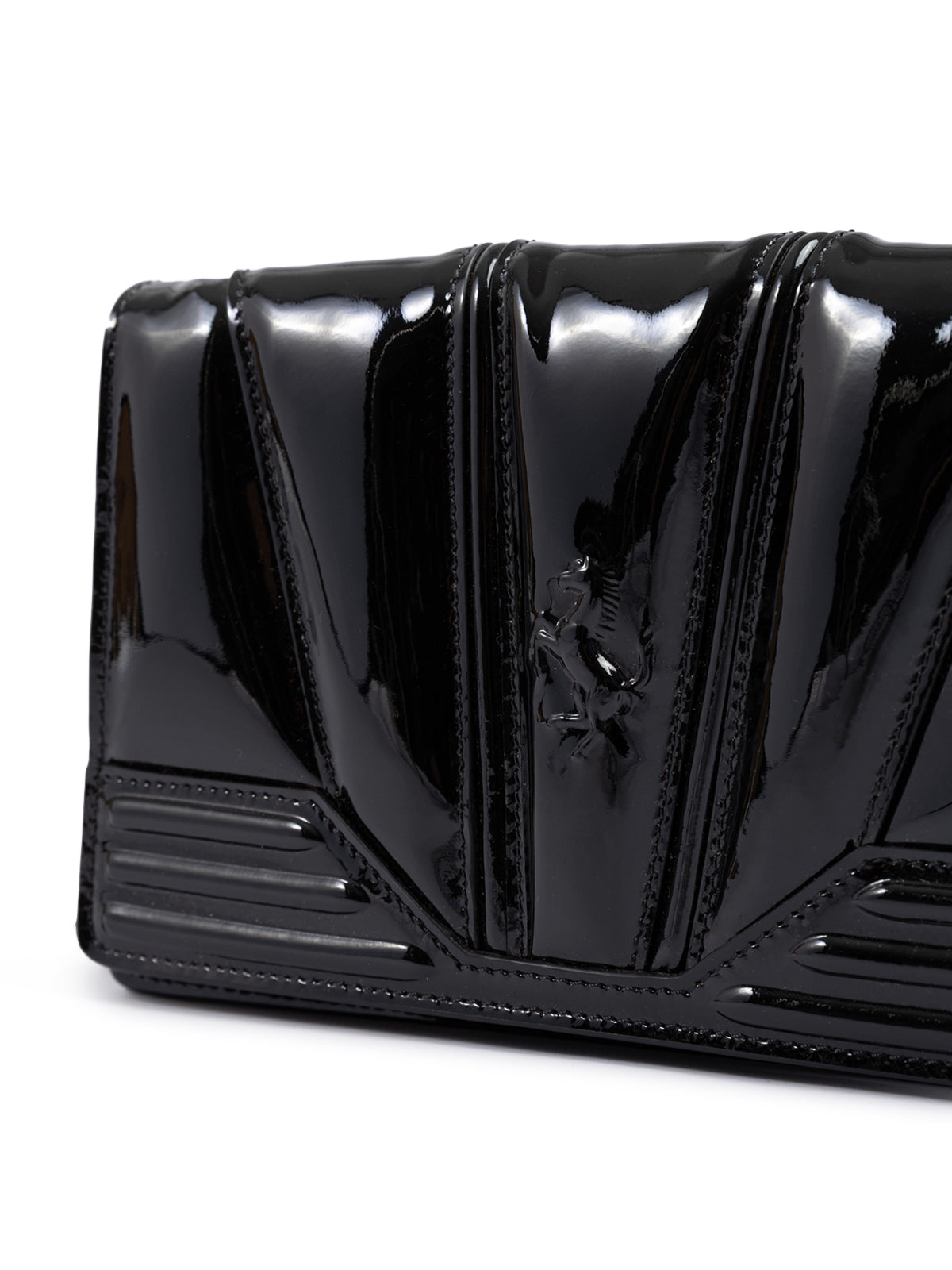 Ferrari Black GT Patent Leather Bag with Chain