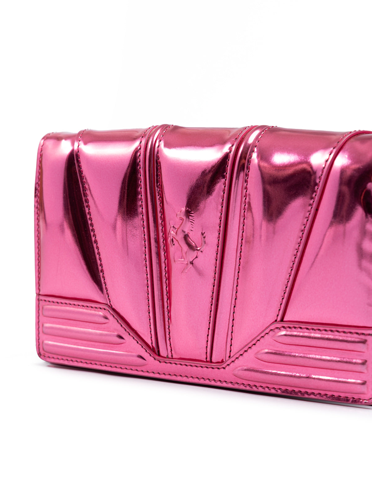 Ferrari Metal Pink GT Patent Leather Bag with Chain