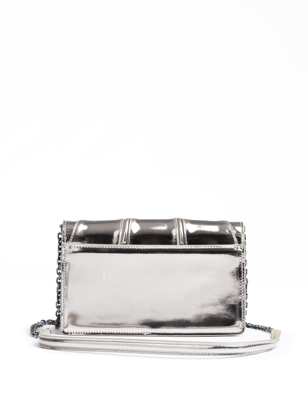 Ferrari Metal Silver GT Patent Leather Bag with Chain